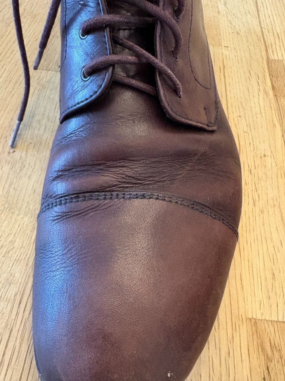 Prada Brown Leather Cap Toe Lace Up Ankle Boots Men’s Size 8 Made in Italy - Picture 8 of 10